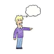 cartoon man accusing with thought bubble N22