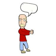 cartoon balding man explaining with speech bubble N12
