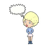 cartoon concerned woman with speech bubble N11
