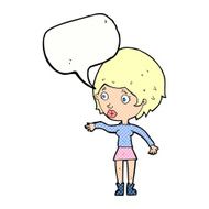 cartoon concerned woman reaching out with speech bubble N12