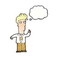 cartoon bored man asking question with thought bubble N11