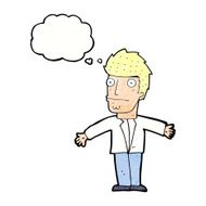cartoon confused man with thought bubble N41