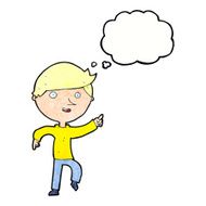 cartoon happy pointing with thought bubble N11