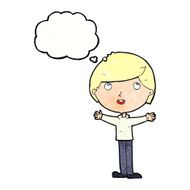 cartoon happy boy with thought bubble N250