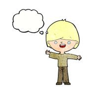 cartoon happy boy with thought bubble N251