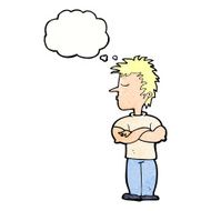 cartoon man refusing to listen with thought bubble N11