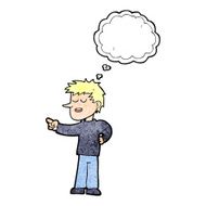 cartoon man pointing with thought bubble N205