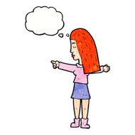 cartoon woman pointing with thought bubble N228