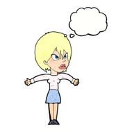 cartoon annoyed girl with thought bubble N22