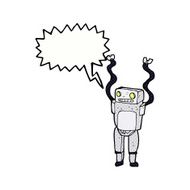 cartoon funny robot with speech bubble N93