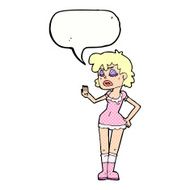 cartoon woman making dismissive gesture with speech bubble N15