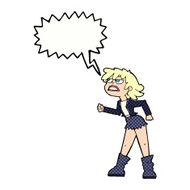 cartoon angry biker girl with speech bubble N12
