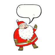 funny waving santa claus cartoon with speech bubble N23