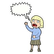 cartoon stressed out woman with speech bubble N24