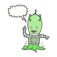 cartoon alien spaceman with speech bubble N23