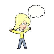cartoon woman gesturing with thought bubble N31