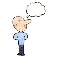 cartoon balding man with thought bubble N21