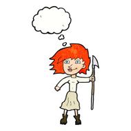 cartoon woman with spear thought bubble N11