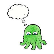 cartoon alien squid face with thought bubble N31
