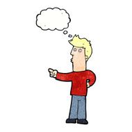 cartoon man pointing with thought bubble N206