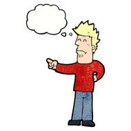 cartoon man pointing with thought bubble N207