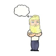 cartoon serious man with beard thought bubble N21