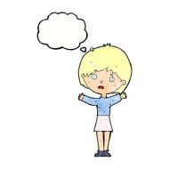 cartoon worried woman with thought bubble N82