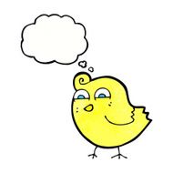cartoon funny bird with thought bubble N11