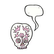 cartoon sugar skull with speech bubble N4