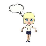 cartoon pretty woman with speech bubble N316