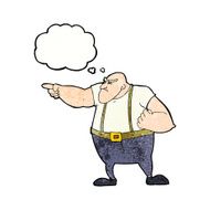 cartoon angry tough guy pointing with thought bubble N9