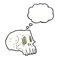 cartoon spooky skull with thought bubble N160