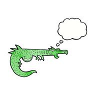 cartoon medieval dragon with thought bubble N11