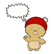 cartoon cute teddy bear in hat with speech bubble N15