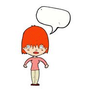 cartoon woman staring with speech bubble N36