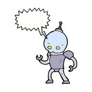 cartoon alien robot with speech bubble N19