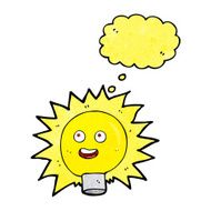 cartoon electric light bulb with thought bubble N6