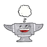 cartoon blacksmith anvil with thought bubble N3