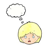 cartoon unhappy boy with thought bubble N63