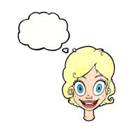 cartoon happy woman with thought bubble N274