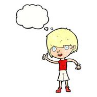 cartoon boy with positive attitude thought bubble N21