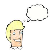 cartoon happy man with thought bubble N483