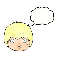 cartoon curious boy with thought bubble N36