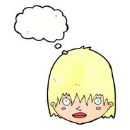 cartoon staring woman with thought bubble N46