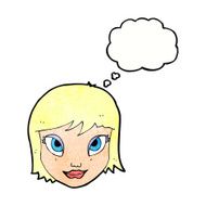 cartoon female face with thought bubble N160