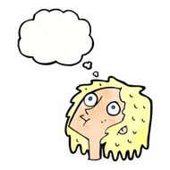 cartoon staring woman with thought bubble N47