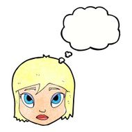 cartoon female face with thought bubble N161