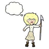 cartoon woman with harpoon thought bubble N11