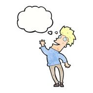 cartoon happy man with thought bubble N486