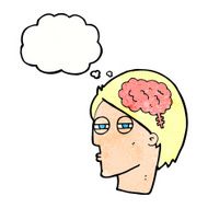cartoon man thinking carefully with thought bubble N11